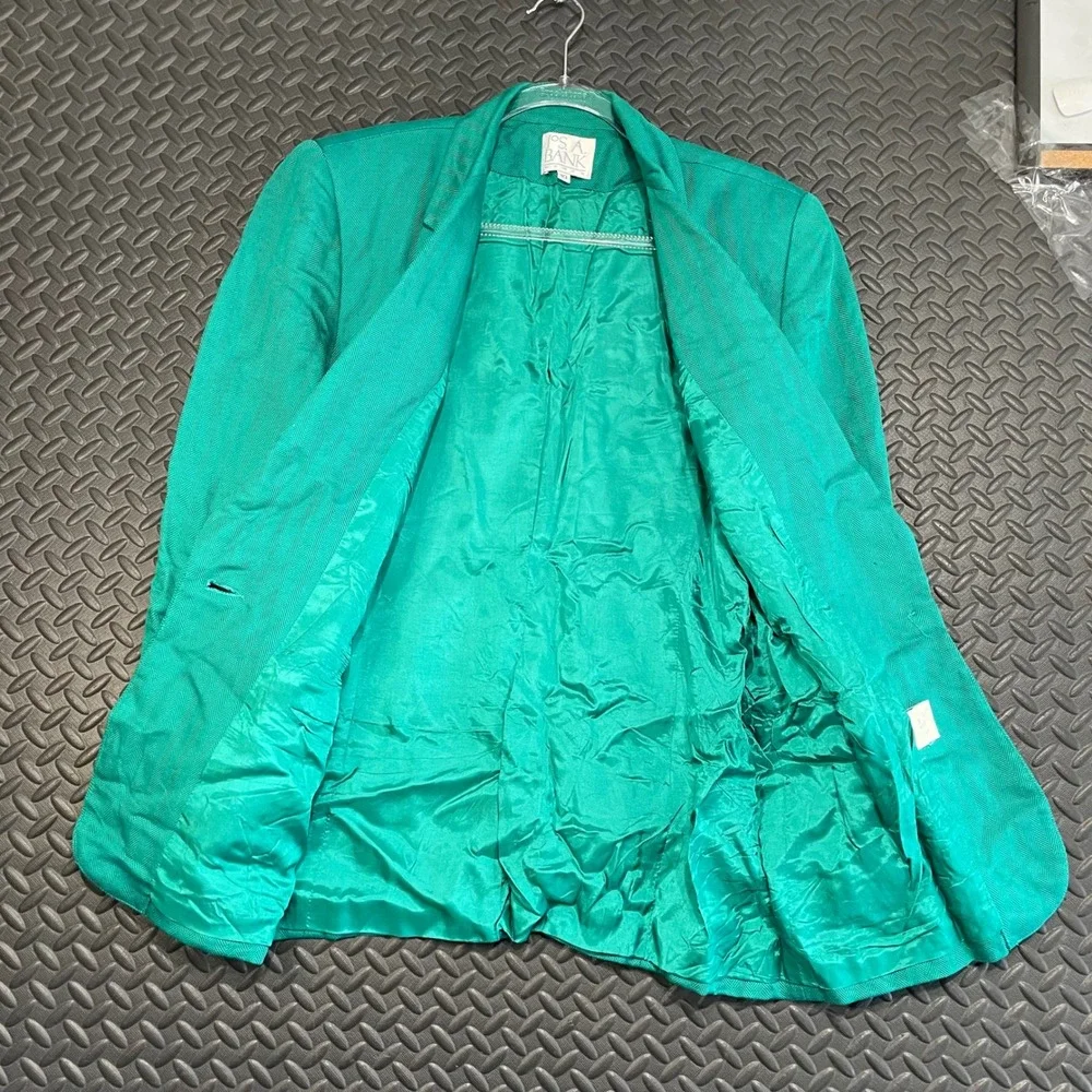 Vintage Jos. A. Bank Turquoise Green‎ One Button Blazer Jacket Women's Size 10
